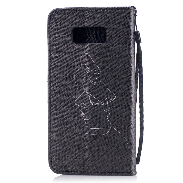 Pattern Painting Cross Texture Leather Wallet Stand Case for Samsung Galaxy S8 Plus SM-G955 - Abstract Face-2