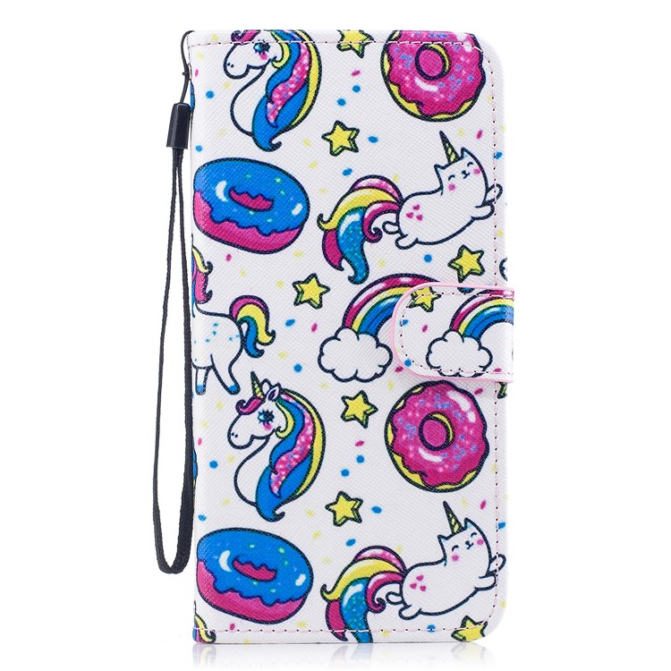 Pattern Painting Cross Texture Leather Wallet Stand Cover for Samsung Galaxy S8 Plus SM-G955 - Unicorn Animals and Macarons-1
