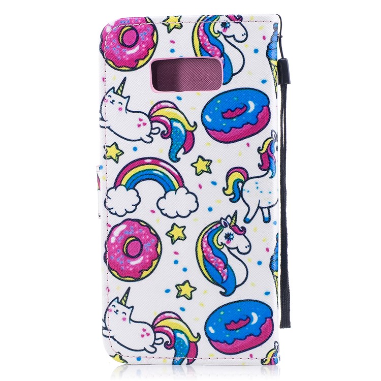 Pattern Painting Cross Texture Leather Wallet Stand Cover for Samsung Galaxy S8 Plus SM-G955 - Unicorn Animals and Macarons-2