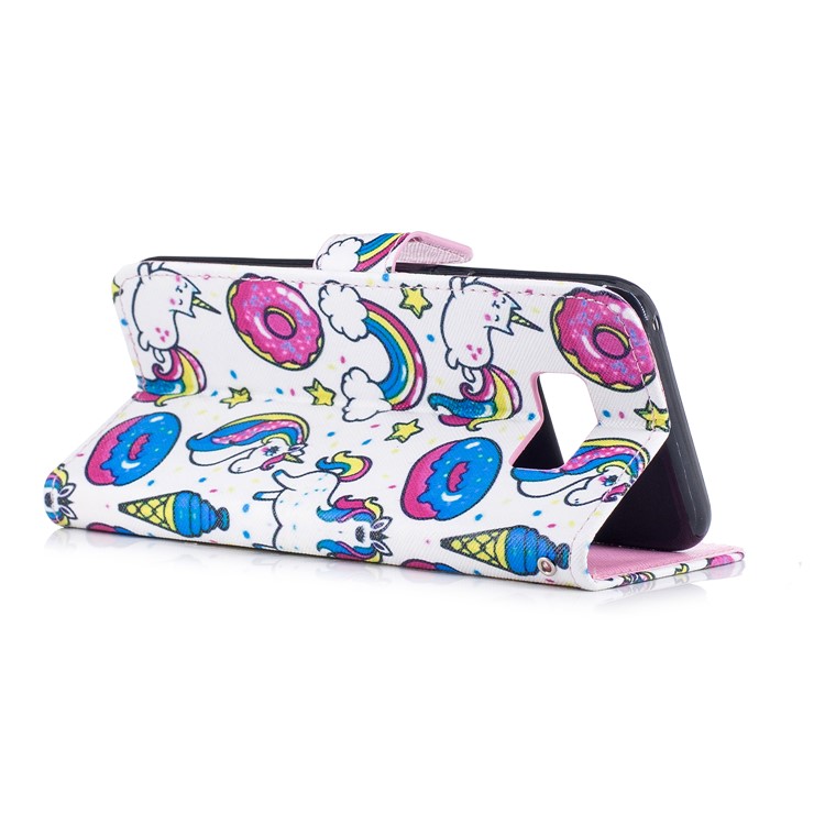 Pattern Painting Cross Texture Leather Wallet Stand Cover for Samsung Galaxy S8 Plus SM-G955 - Unicorn Animals and Macarons-3