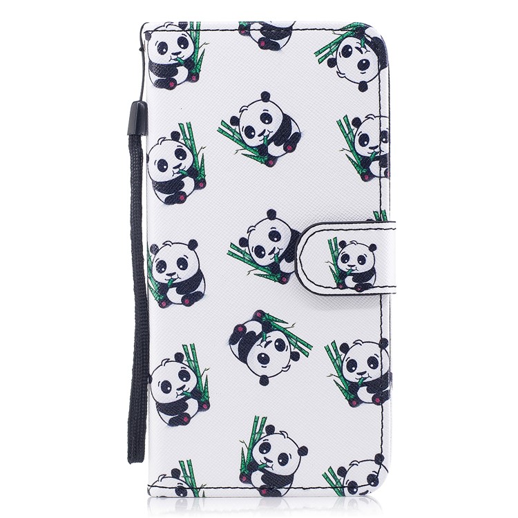 Pattern Painting Cross Texture Leather Wallet Stand Shell for Samsung Galaxy S8 Plus SM-G955 - Cute Pandas-1