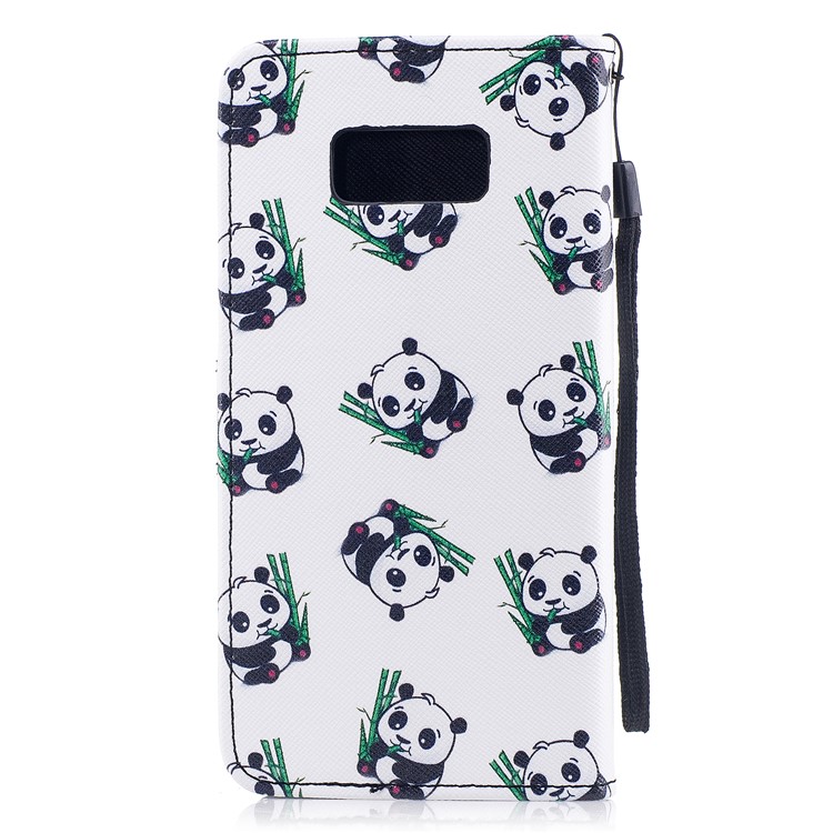 Pattern Painting Cross Texture Leather Wallet Stand Shell for Samsung Galaxy S8 Plus SM-G955 - Cute Pandas-2