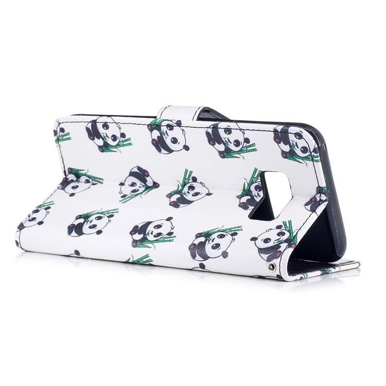 Pattern Painting Cross Texture Leather Wallet Stand Shell for Samsung Galaxy S8 Plus SM-G955 - Cute Pandas-3
