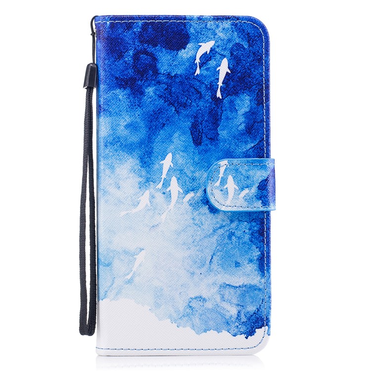 Pattern Painting Cross Texture Leather Wallet Stand Casing Cover for Samsung Galaxy S8 Plus SM-G955 - Fishes-1