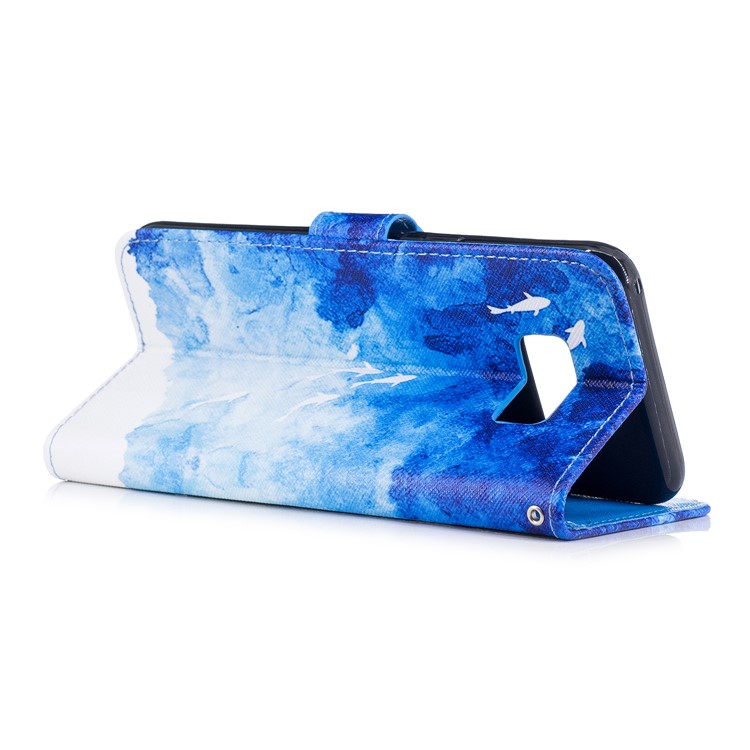 Pattern Painting Cross Texture Leather Wallet Stand Casing Cover for Samsung Galaxy S8 Plus SM-G955 - Fishes-3