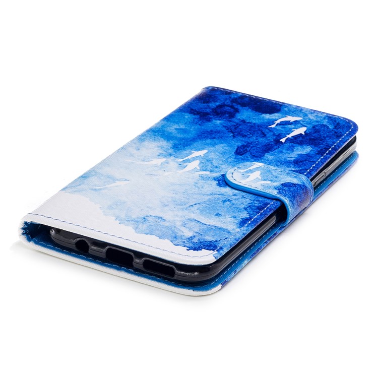 Pattern Painting Cross Texture Leather Wallet Stand Casing Cover for Samsung Galaxy S8 Plus SM-G955 - Fishes-5