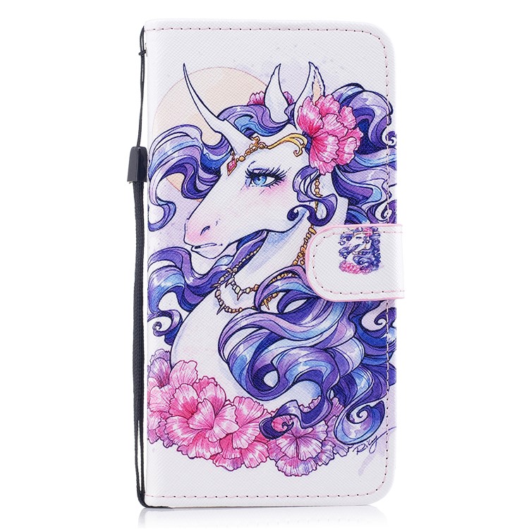 Pattern Painting Cross Texture Leather Wallet Stand Phone Shell for Samsung Galaxy S8 Plus SM-G955 - Beautiful Unicorn-1