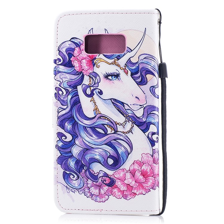 Pattern Painting Cross Texture Leather Wallet Stand Phone Shell for Samsung Galaxy S8 Plus SM-G955 - Beautiful Unicorn-2