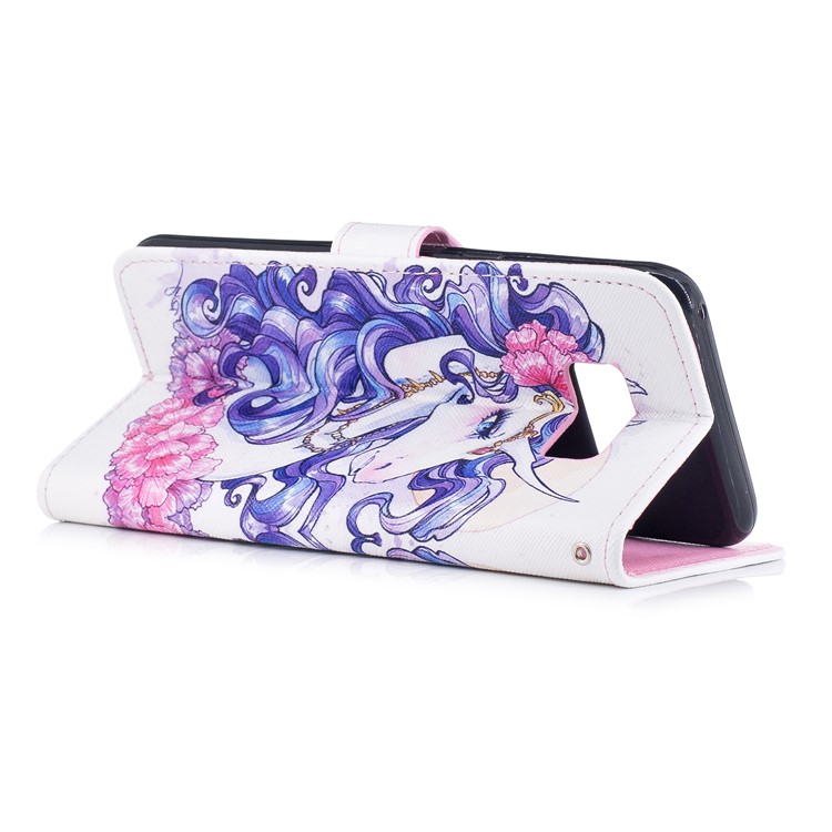 Pattern Painting Cross Texture Leather Wallet Stand Phone Shell for Samsung Galaxy S8 Plus SM-G955 - Beautiful Unicorn-3