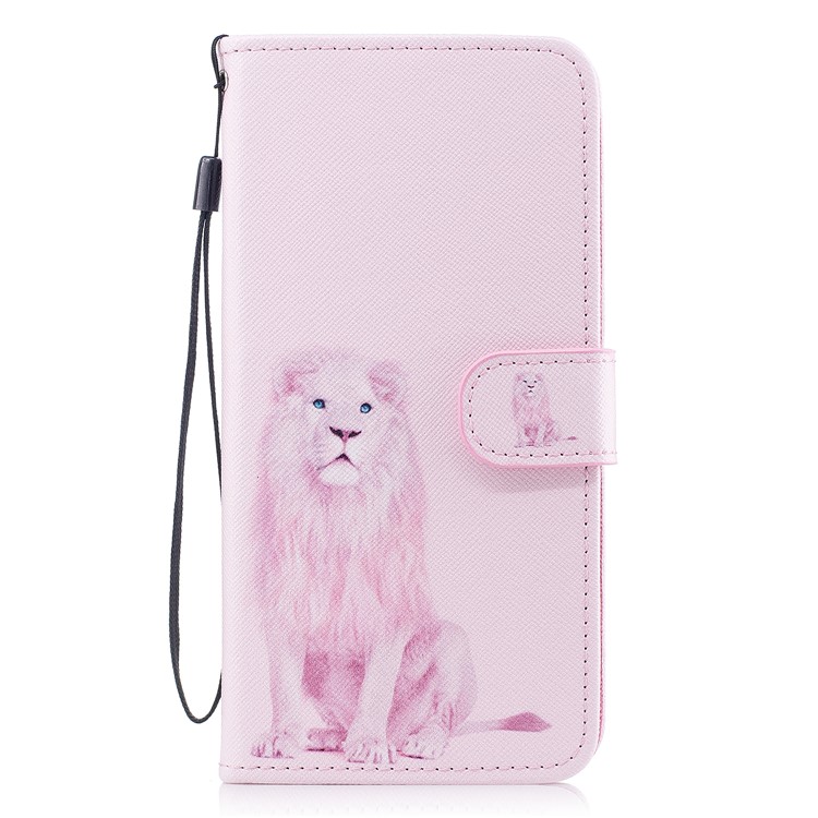 Pattern Painting Cross Texture Leather Wallet Stand Mobile Phone Case for Samsung Galaxy S8 Plus SM-G955 - Lion-1