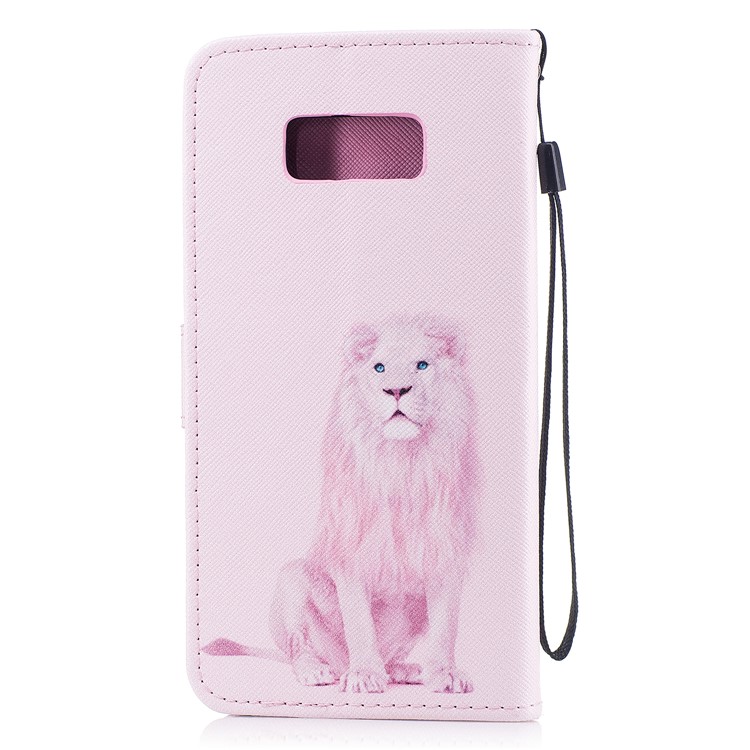 Pattern Painting Cross Texture Leather Wallet Stand Mobile Phone Case for Samsung Galaxy S8 Plus SM-G955 - Lion-2