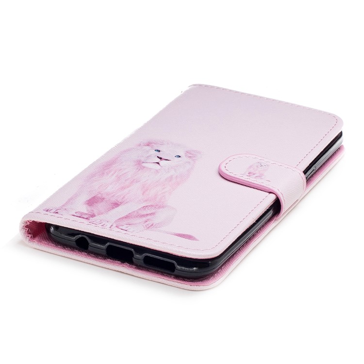 Pattern Painting Cross Texture Leather Wallet Stand Mobile Phone Case for Samsung Galaxy S8 Plus SM-G955 - Lion-5