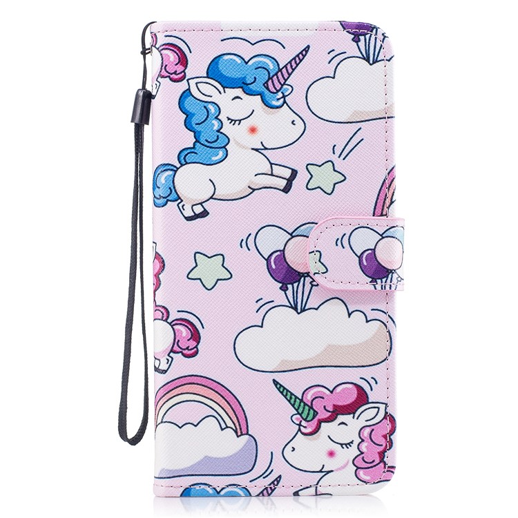 Pattern Painting Cross Texture Leather Wallet Stand Mobile Cover for Samsung Galaxy S8 Plus SM-G955 - Lovely Unicorns-1