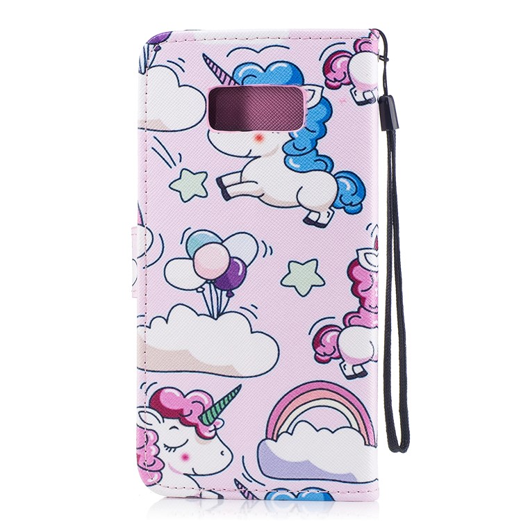 Pattern Painting Cross Texture Leather Wallet Stand Mobile Cover for Samsung Galaxy S8 Plus SM-G955 - Lovely Unicorns-2