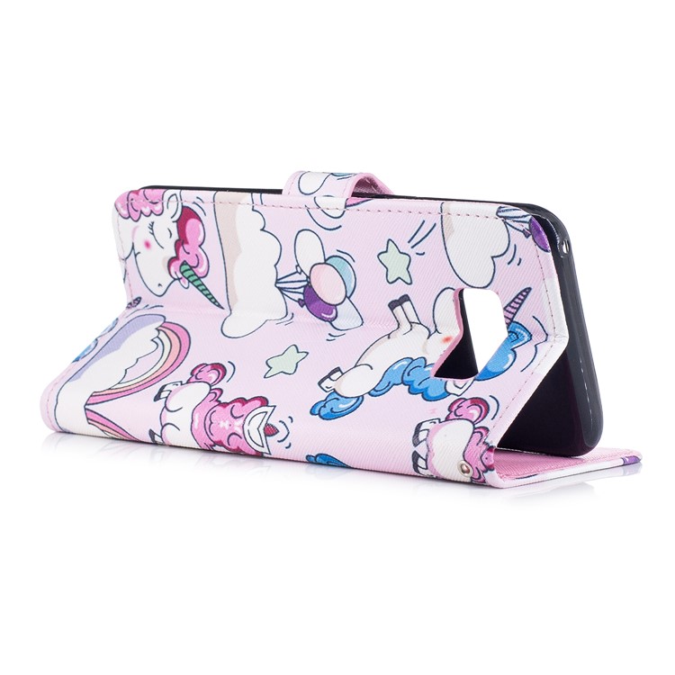 Pattern Painting Cross Texture Leather Wallet Stand Mobile Cover for Samsung Galaxy S8 Plus SM-G955 - Lovely Unicorns-3