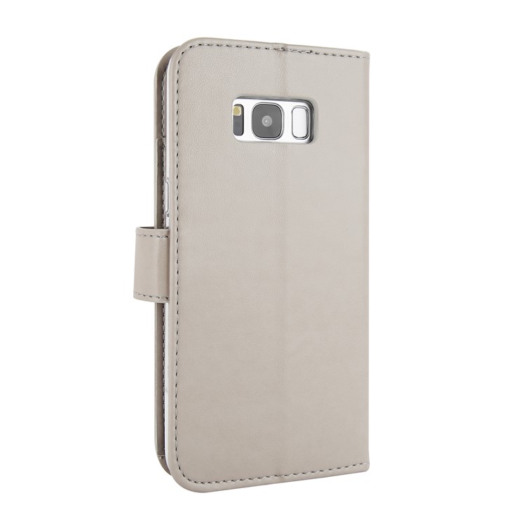 For Samsung Galaxy S8 G950 Imprint Butterfly Flowers Wallet Leather Stand Case with Strap - Grey-2