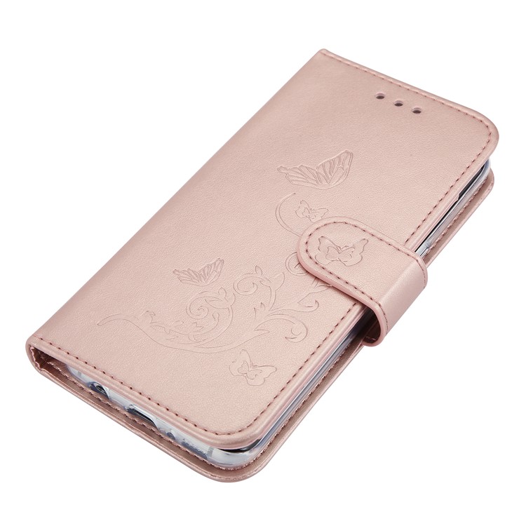 Imprint Butterfly Flowers Magnetic Leather Casing with Stand for Samsung Galaxy S8 G950 - Rose Gold-3