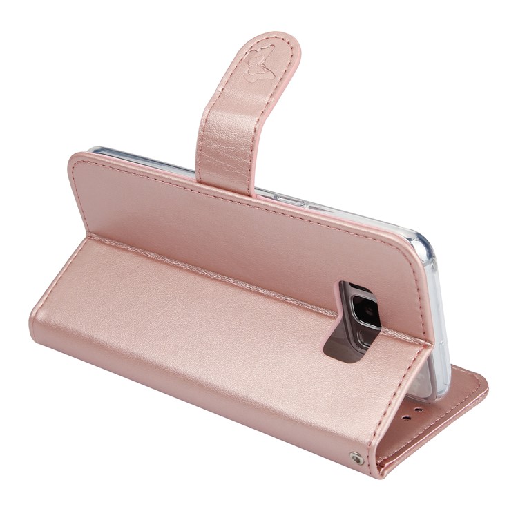 Imprint Butterfly Flowers Magnetic Leather Casing with Stand for Samsung Galaxy S8 G950 - Rose Gold-6
