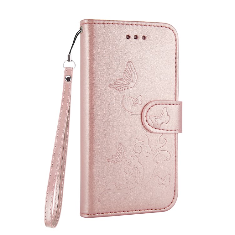 Imprint Butterfly Flowers Magnetic Leather Casing with Stand for Samsung Galaxy S8 G950 - Rose Gold-7