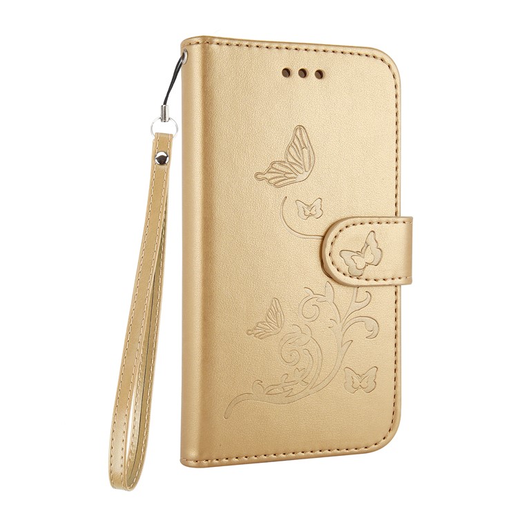 For Samsung Galaxy S8 Plus G955 Imprint Butterfly Flowers Wallet Leather Stand Flip Cover - Gold-7