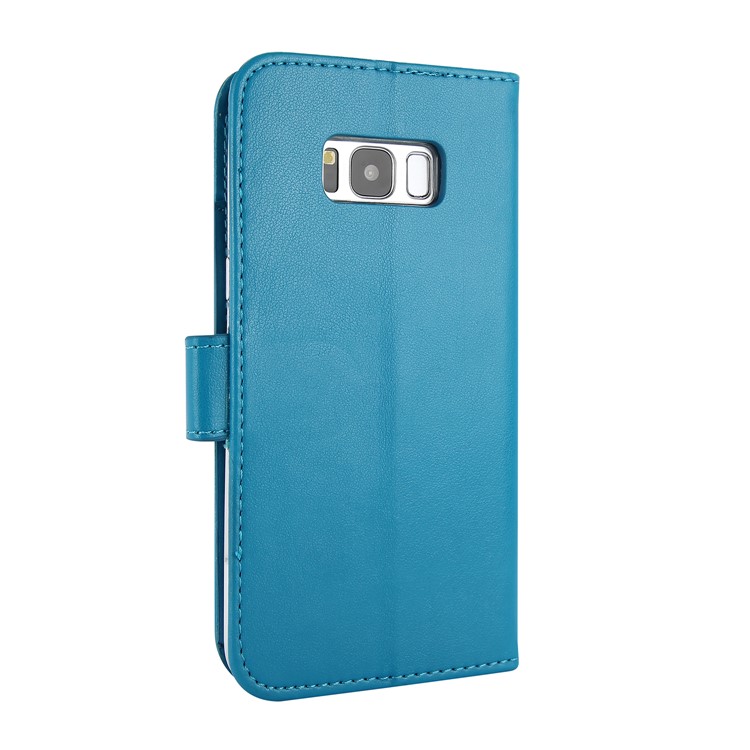 For Samsung Galaxy S8 Plus G955 Imprint Butterfly Flowers Wallet Leather Stand Cover Case with Strap - Blue-6