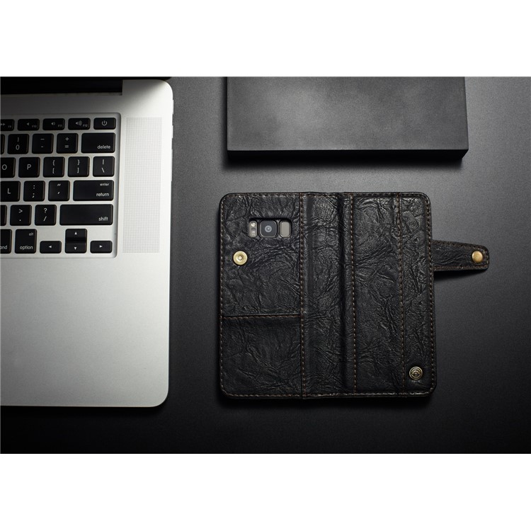 CASEME Vintage Style Folio Flip PU Leather Case for Samsung Galaxy S8 SM-G950 - Black-10