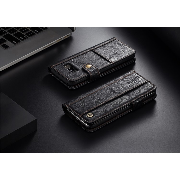 CASEME Vintage Style Folio Flip PU Leather Case for Samsung Galaxy S8 SM-G950 - Black-12