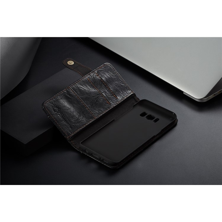 CASEME Vintage Style Folio Flip PU Leather Case for Samsung Galaxy S8 SM-G950 - Black-14