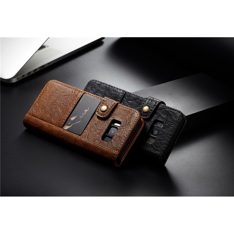 CASEME Vintage Style Folio Flip PU Leather Case for Samsung Galaxy S8 SM-G950 - Black-16