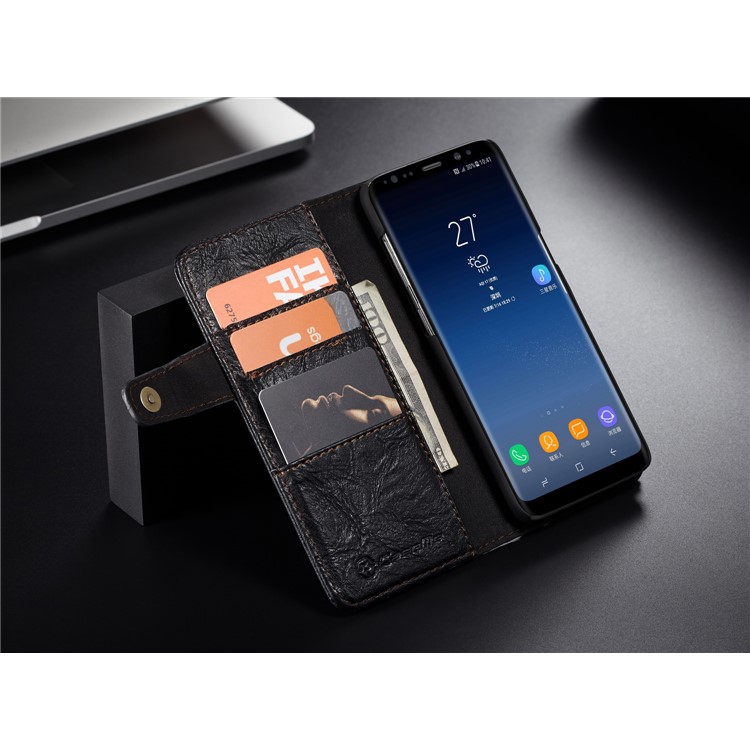 CASEME Vintage Style Folio Flip PU Leather Case for Samsung Galaxy S8 SM-G950 - Black-4