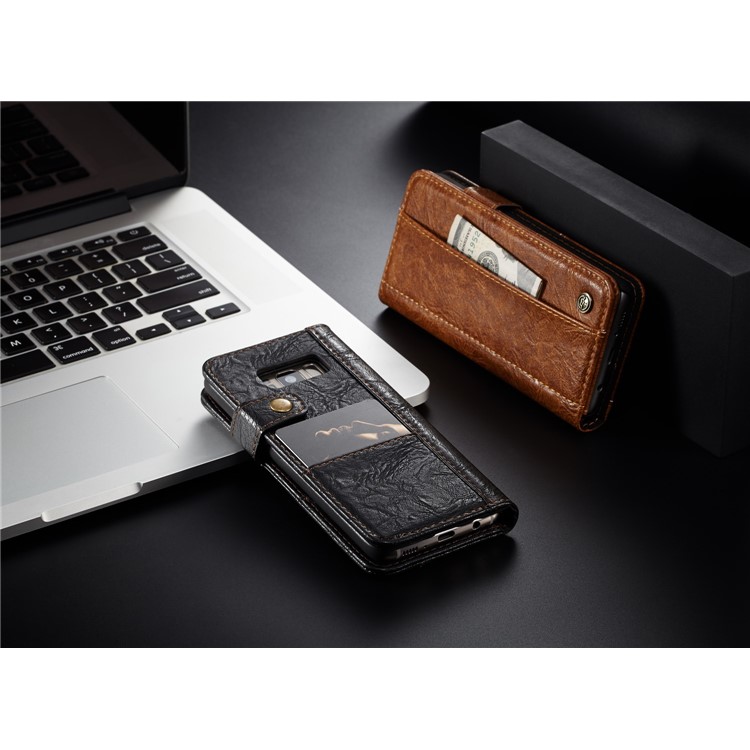 CASEME Vintage Style Folio Flip PU Leather Case for Samsung Galaxy S8 SM-G950 - Black-8