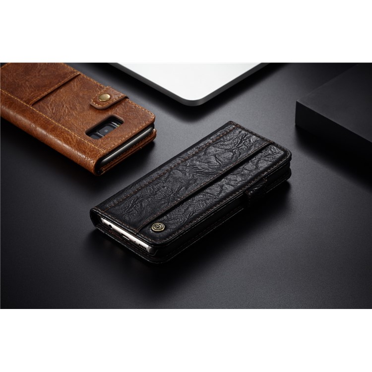 CASEME Vintage Style Folio Flip PU Leather Case for Samsung Galaxy S8 SM-G950 - Black-9