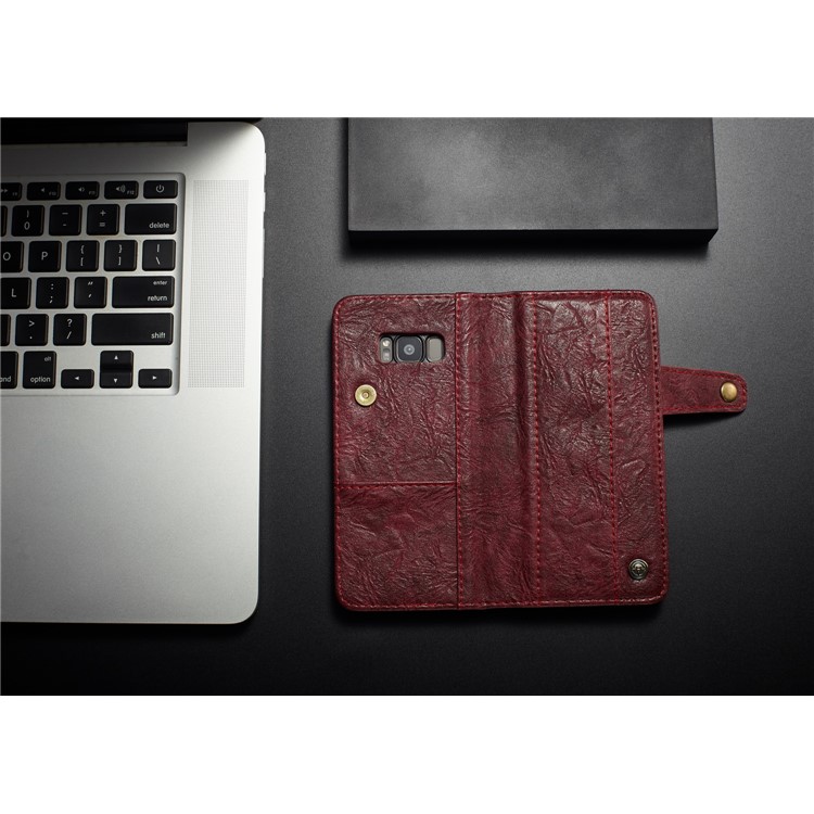 CASEME Vintage Style Folio Flip PU Leather Wallet Phone Case for Samsung Galaxy S8 SM-G950 - Red-10