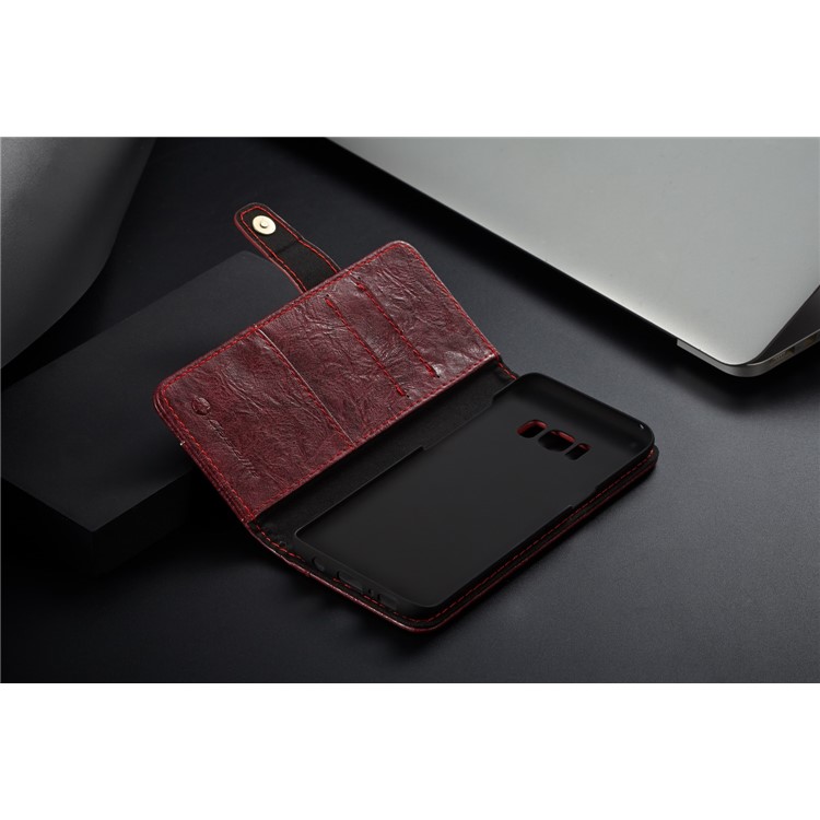 CASEME Vintage Style Folio Flip PU Leather Wallet Phone Case for Samsung Galaxy S8 SM-G950 - Red-14