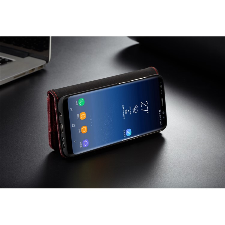 CASEME Vintage Style Folio Flip PU Leather Wallet Phone Case for Samsung Galaxy S8 SM-G950 - Red-15