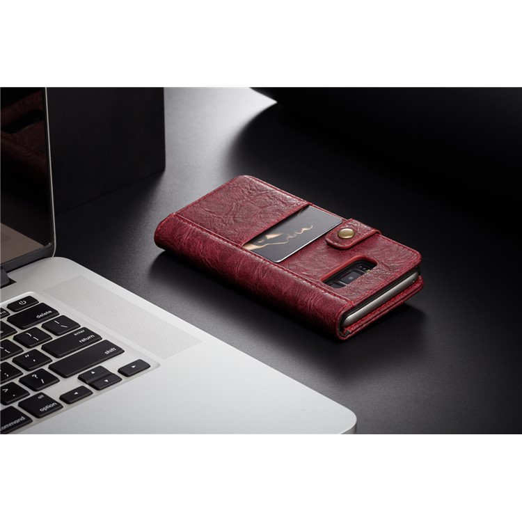 CASEME Vintage Style Folio Flip PU Leather Wallet Phone Case for Samsung Galaxy S8 SM-G950 - Red-7