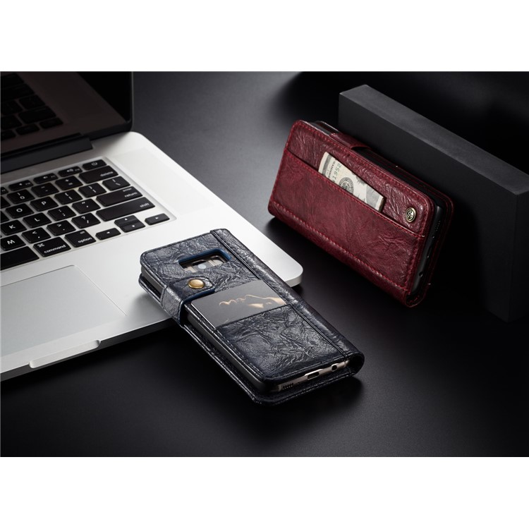 CASEME Vintage Style Folio Flip PU Leather Wallet Phone Case for Samsung Galaxy S8 SM-G950 - Red-8