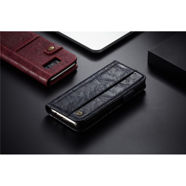 CASEME Vintage Style Folio Flip PU Leather Wallet Phone Case for Samsung Galaxy S8 SM-G950 - Red-9