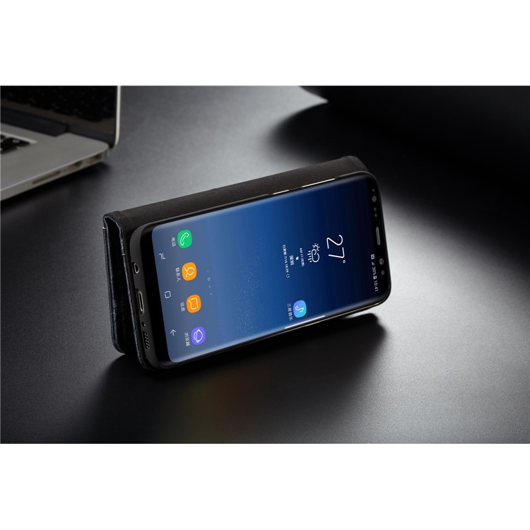CASEME Vintage Style PU Leather Protection Mobile Phone Case with Card Holder for Samsung Galaxy S8 SM-G950 - Dark Blue-13