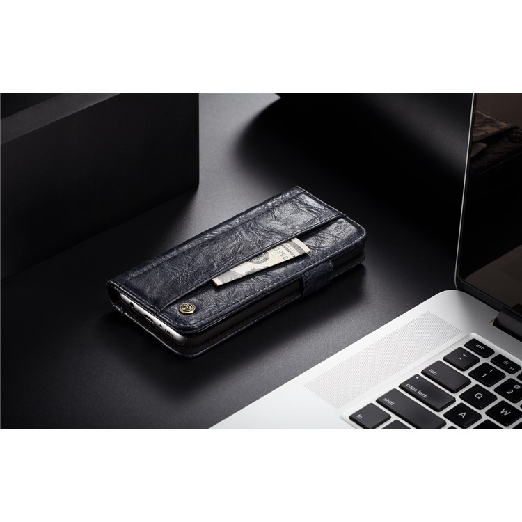 CASEME Vintage Style PU Leather Protection Mobile Phone Case with Card Holder for Samsung Galaxy S8 SM-G950 - Dark Blue-6