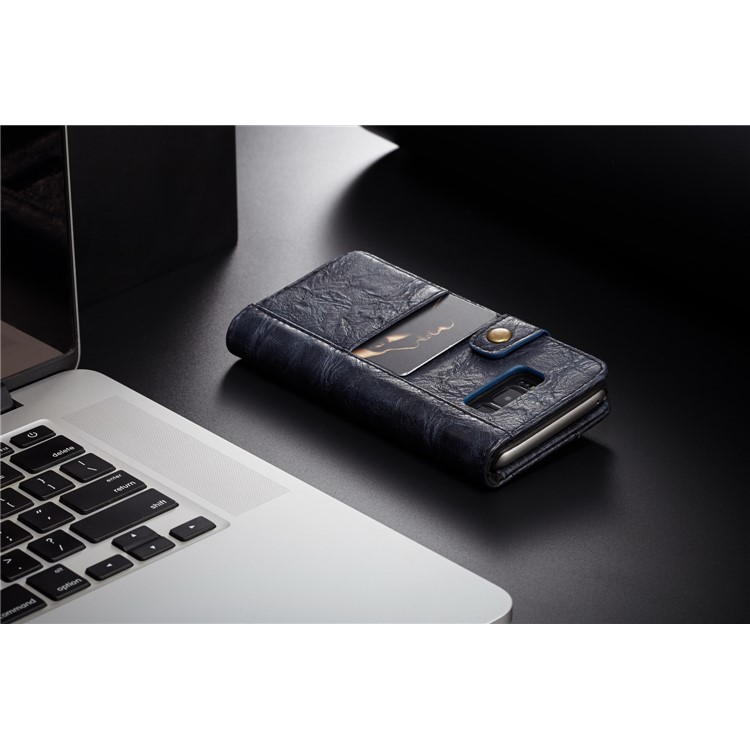 CASEME Vintage Style PU Leather Protection Mobile Phone Case with Card Holder for Samsung Galaxy S8 SM-G950 - Dark Blue-7