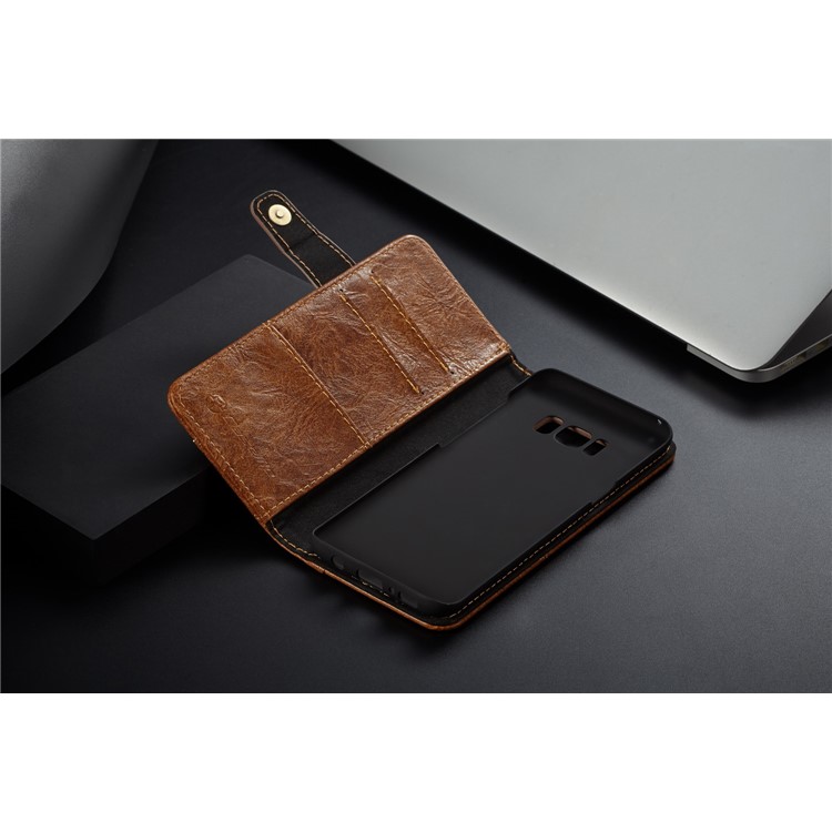 CASEME Vintage Style Wallet PU Leather Cell Phone Cover for Samsung Galaxy S8 SM-G950 - Brown-12