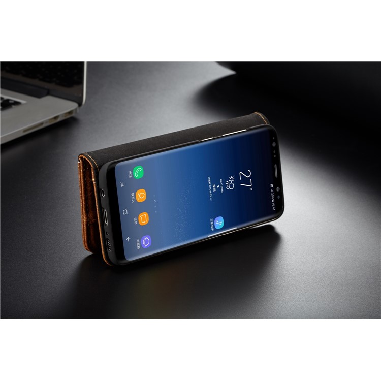CASEME Vintage Style Wallet PU Leather Cell Phone Cover for Samsung Galaxy S8 SM-G950 - Brown-13