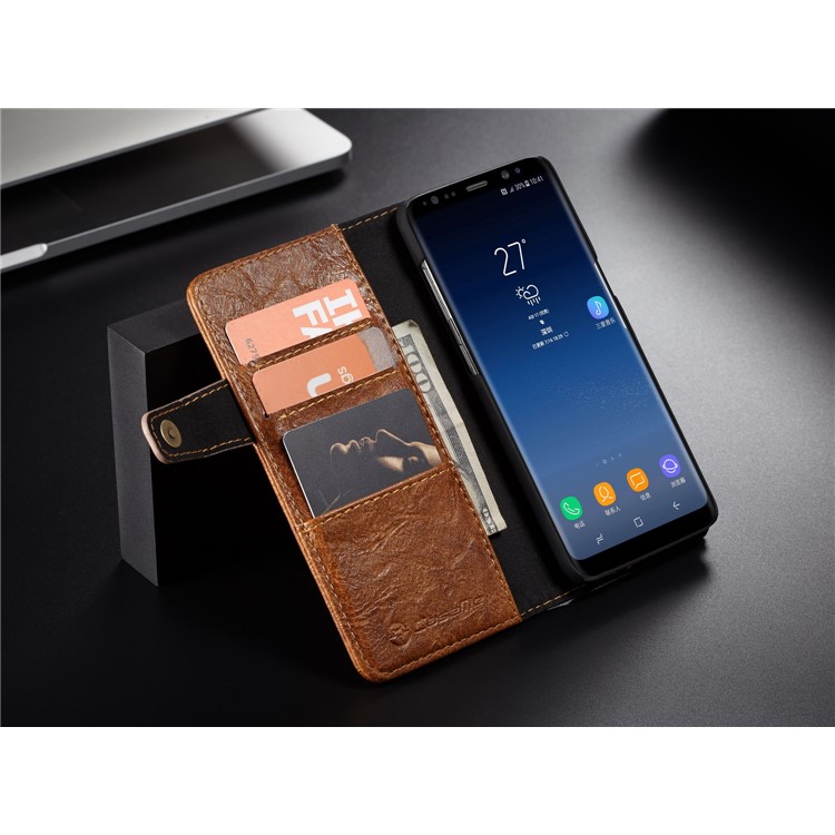 CASEME Vintage Style Wallet PU Leather Cell Phone Cover for Samsung Galaxy S8 SM-G950 - Brown-4