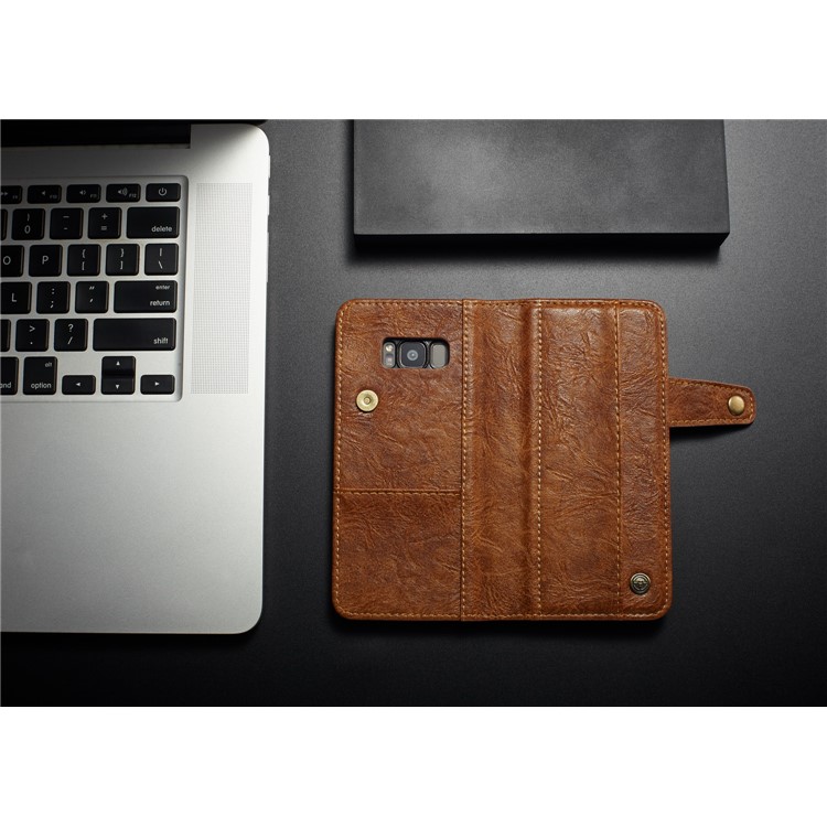 CASEME Vintage Style Wallet PU Leather Cell Phone Cover for Samsung Galaxy S8 SM-G950 - Brown-8