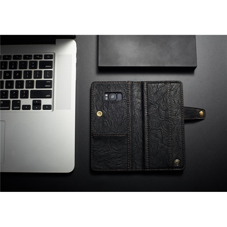 CASEME Vintage Style PU Leather Protective Wallet Case for Samsung Galaxy S8 Plus G955 - Black-10