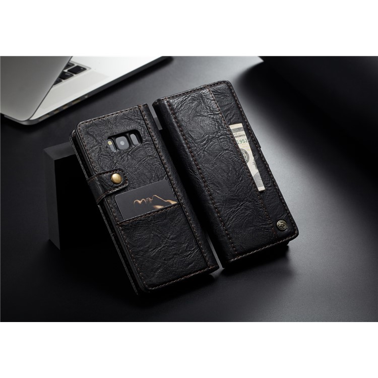CASEME Vintage Style PU Leather Protective Wallet Case for Samsung Galaxy S8 Plus G955 - Black-13