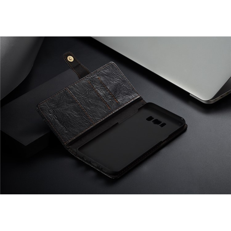 CASEME Vintage Style PU Leather Protective Wallet Case for Samsung Galaxy S8 Plus G955 - Black-14