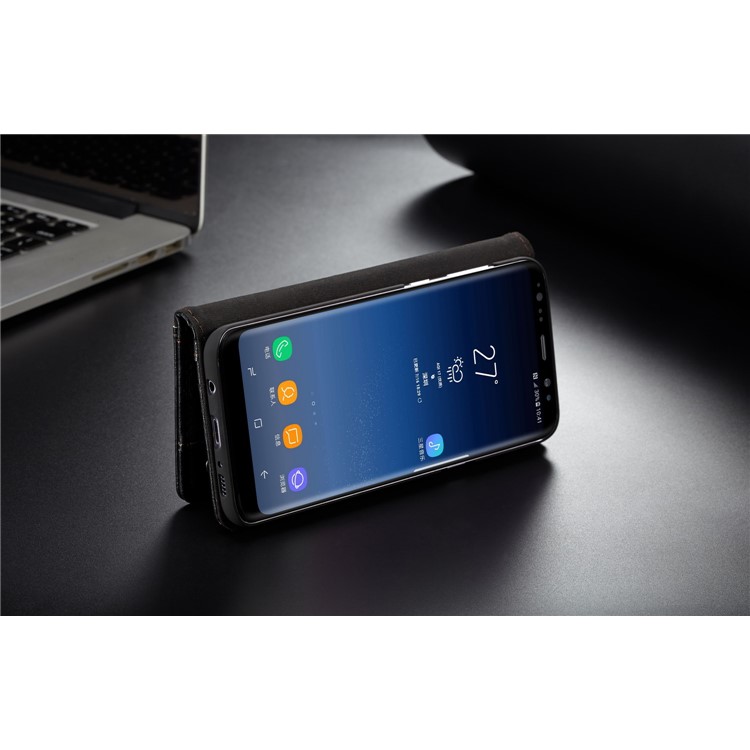 CASEME Vintage Style PU Leather Protective Wallet Case for Samsung Galaxy S8 Plus G955 - Black-16
