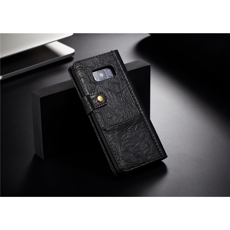 CASEME Vintage Style PU Leather Protective Wallet Case for Samsung Galaxy S8 Plus G955 - Black-2